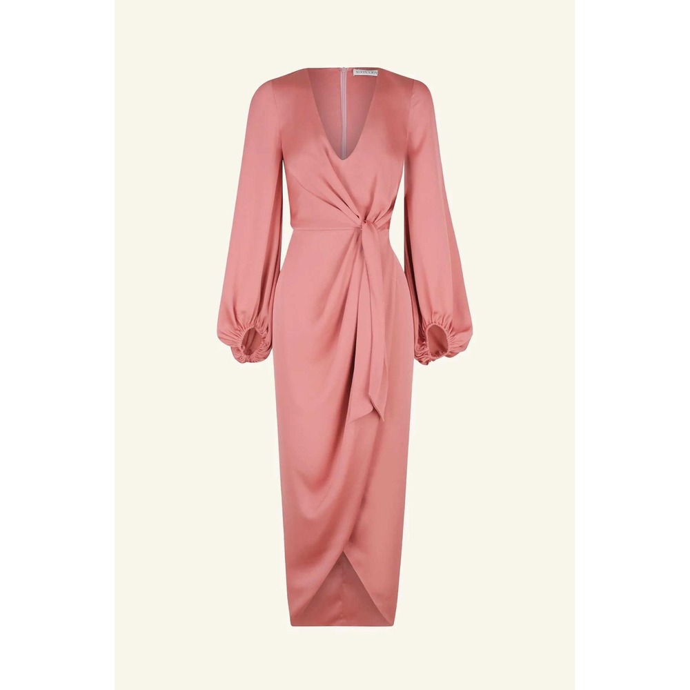 Shona Joy luxe tie front balloon sleeve midi dress Size 2